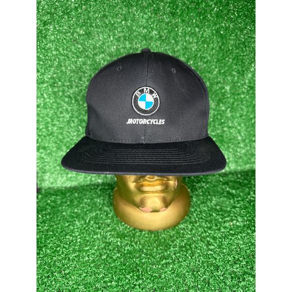 VTG BMW Motorcycles Hat Cap Black Adjustable OSFA Snap Back 90s - Picture 1 of 6